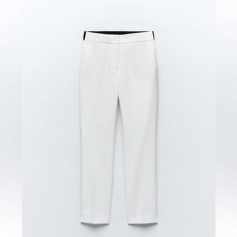Zara white jogger waist pants with black elastic band - Picture 15 of 16